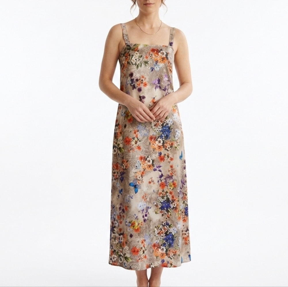 Silk Floral Maxi Slip Dress - Women's Size S - Ethereal Fairycore Made in Italy